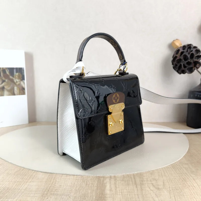 Louis Vuitton Crossbody Bag Spring Street Black Patent Leather · PVC One Size 17 × 8.5 × 16 cm Leather Tag — cover view 3 of 5