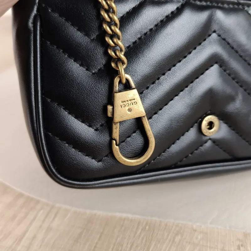 GUCCI Crossbody Bag GG Marmont Mini Marmont Mini Black Calfskin Mini 16.5 × 4.5 × 9.5 cm — detail view 12 of 12