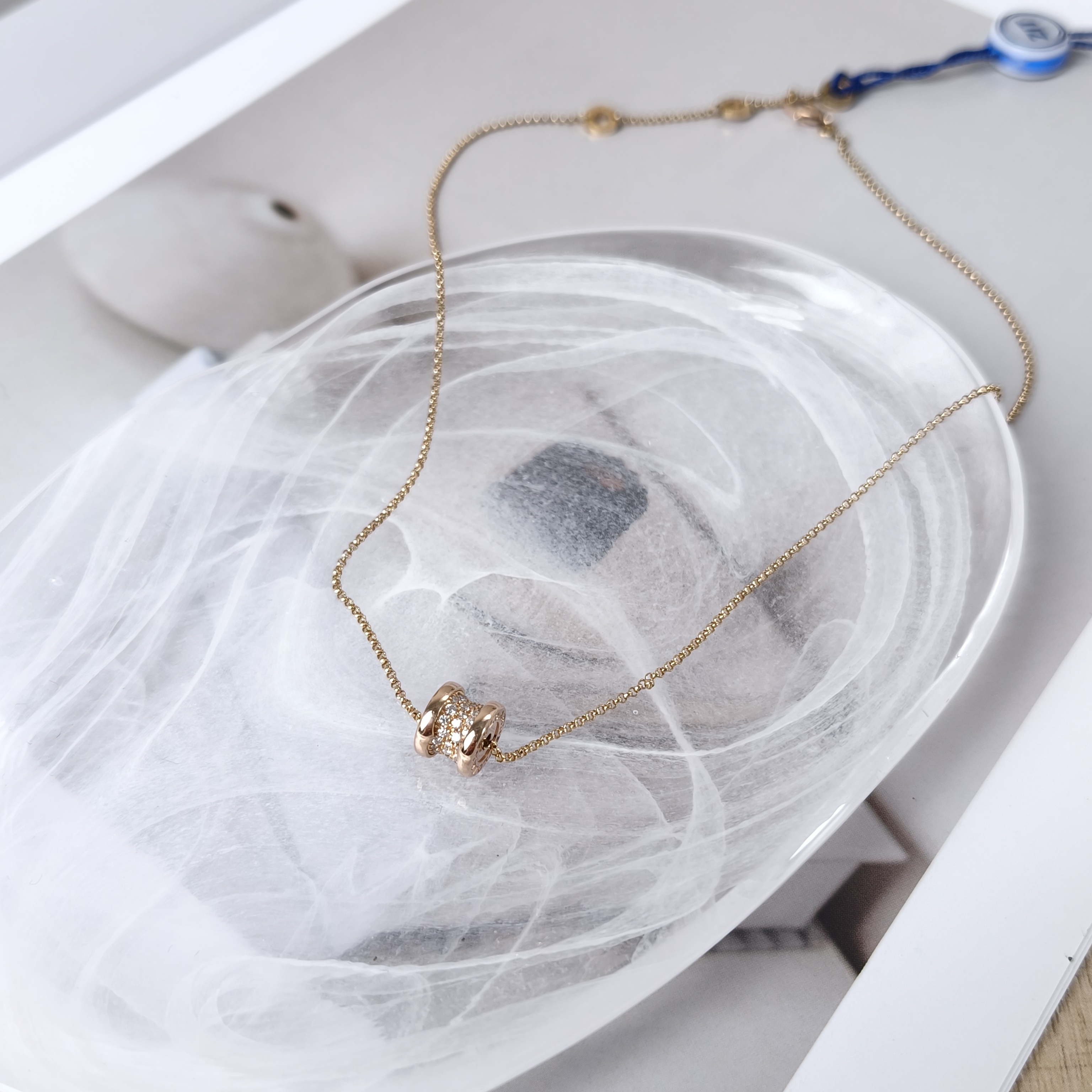 Bvlgari Necklace B.ZERO1Collection Pavé Diamond Rose Gold 18KR ose Gold Diamond One Size1.5*38-45 — cover view 10 of 11