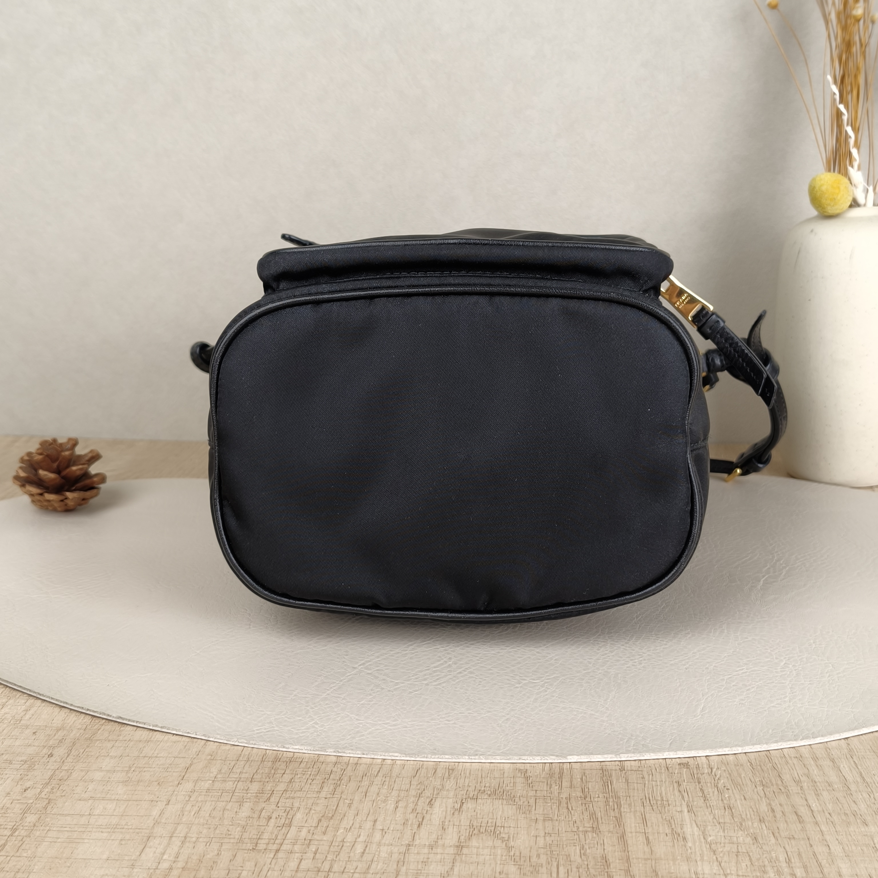PRADA Shoulder Bag Bucket Bag Black Nylon 17 × 11.5 × 22.5 cm — cover view 9 of 9