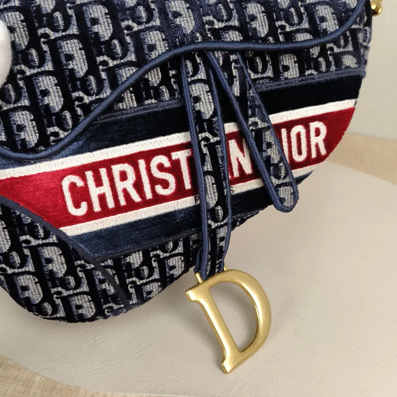 DIOR Top Handle Bag Saddle Blue Canvas Medium25.5 × 6.5 × 20 cm — detail view 2 of 13