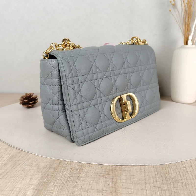 DIOR Crossbody Bag Caro Chain Bag Grey Calfskin Medium 25.5 × 9 × 15.5 cm — cover view 2 of 5