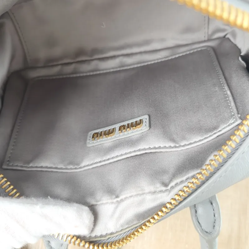 Miumiu Top Handle Bag Arcadie MatelasséCollection Edition Grey Lambskin Small 19 × 6 × 13 cm — detail view 10 of 13