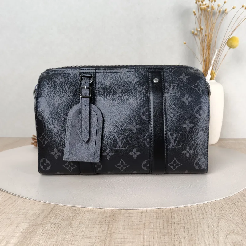 Louis Vuitton Crossbody Bag City Keepall Black PVC Medium 27 × 13 × 17 cm