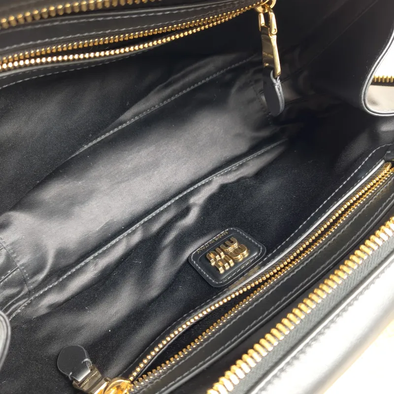Miumiu Top Handle Bag Beau Black Calfskin Medium30 × 8.5 × 17 cm — detail view 4 of 12