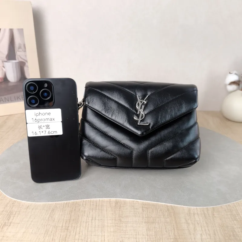 SAINT LAURENT Crossbody Bag LOULOU Black Calfskin Mini 20 × 7.5 × 14 cm — cover view 4 of 6