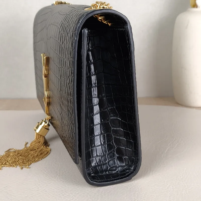 SAINT LAURENT Crossbody Bag KATE Edition Black Calfskin Medium 24 × 5.5 × 14.5 cm — detail view 7 of 12