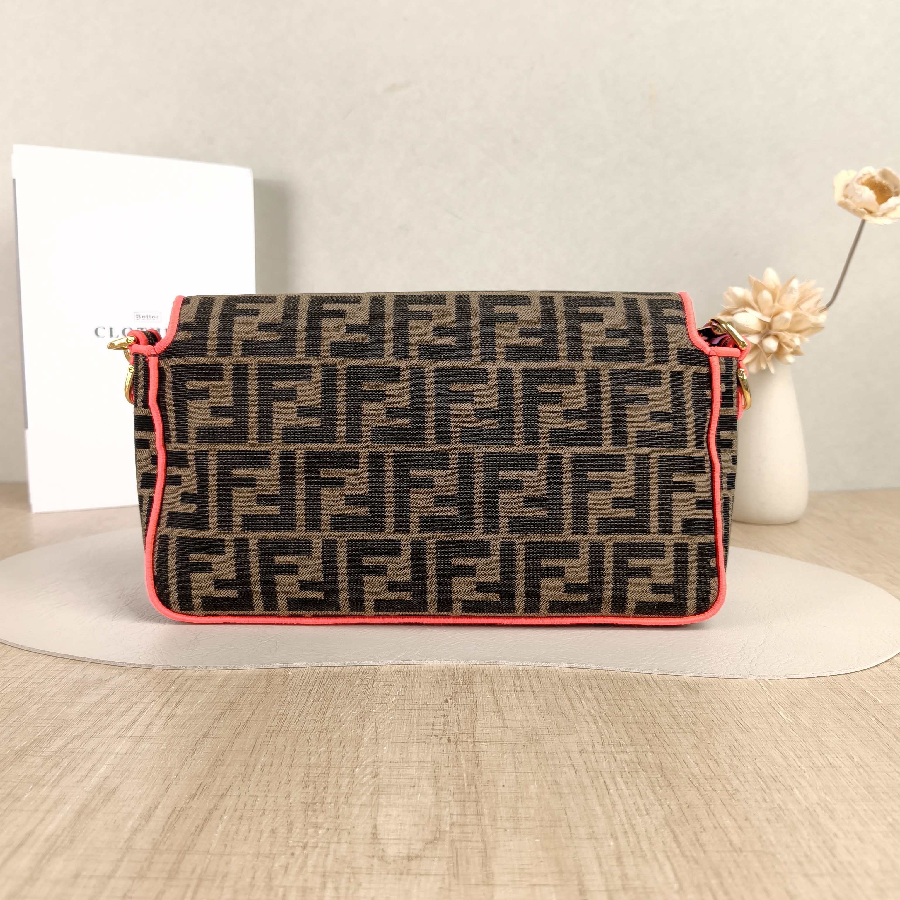 FENDI Crossbody Bag Baguette Baguette Bag Pink Monogram Canvas Medium27 × 6 × 15 cm — cover view 4 of 5
