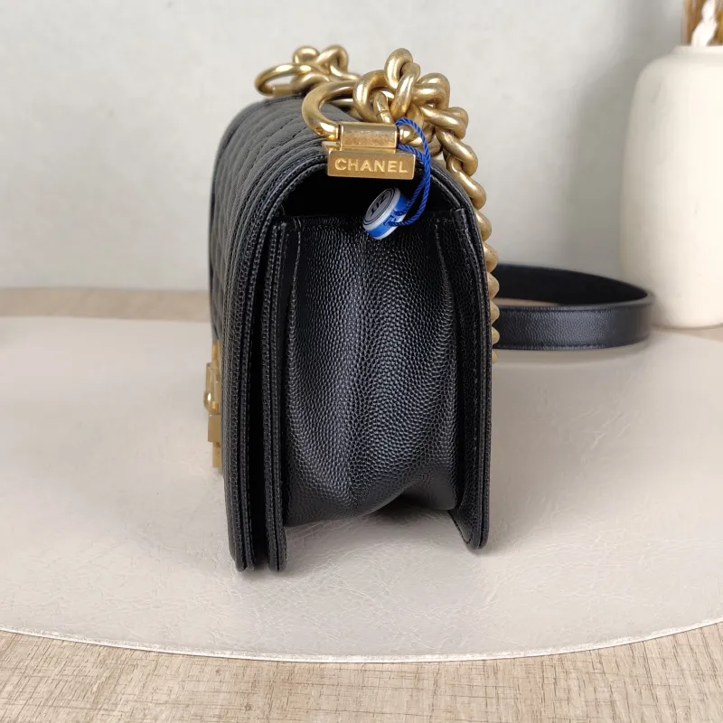 Chanel Crossbody Bag Le Boy​ Black Grained Calfskin Small 20.5 × 8.5 × 12 cm — detail view 2 of 15