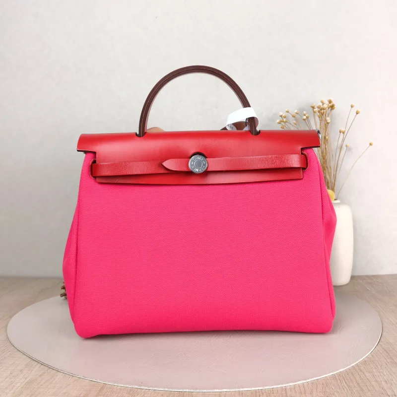 Hermès Crossbody Bag Herbag 31 Red Red Canvas Medium 30.5 × 11 × 25.5 cm Y