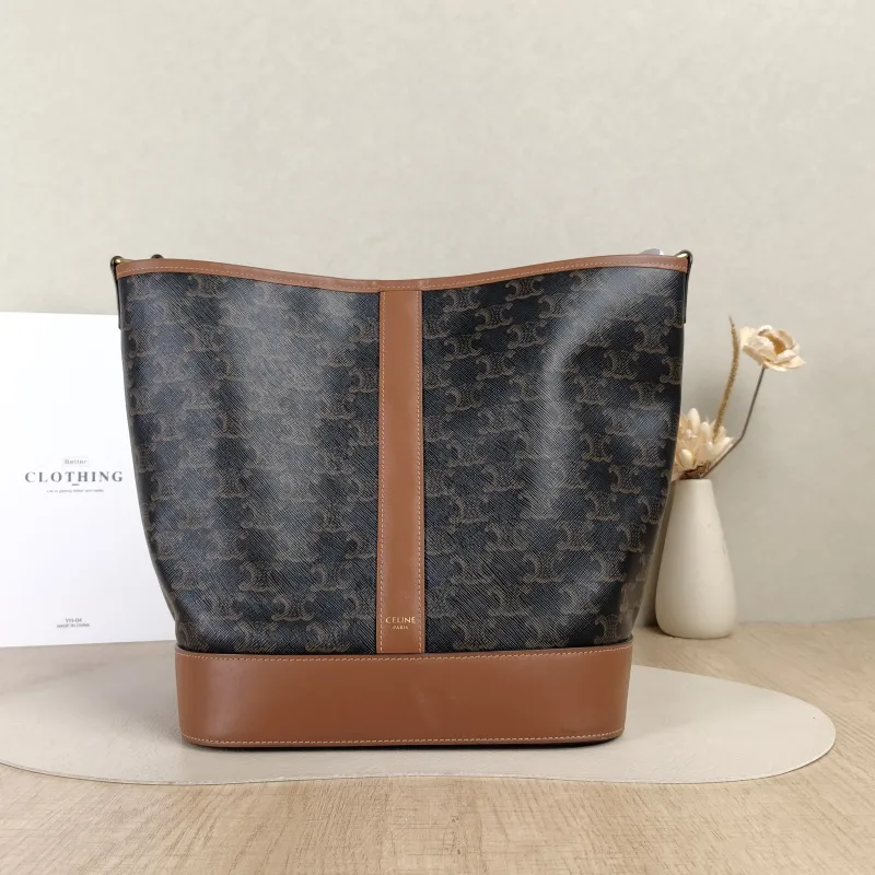 CELINE Crossbody Bag Triomphe Bucket Bag Monogram PVC Medium24 × 18 × 27 cm
