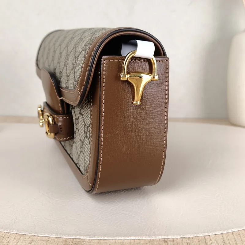 GUCCI Shoulder Bag Horsebit 1955 Horsebit Small Monogram · Shoulder Strap PVC Small 24 × 5.5 × 13 cm — detail view 7 of 13