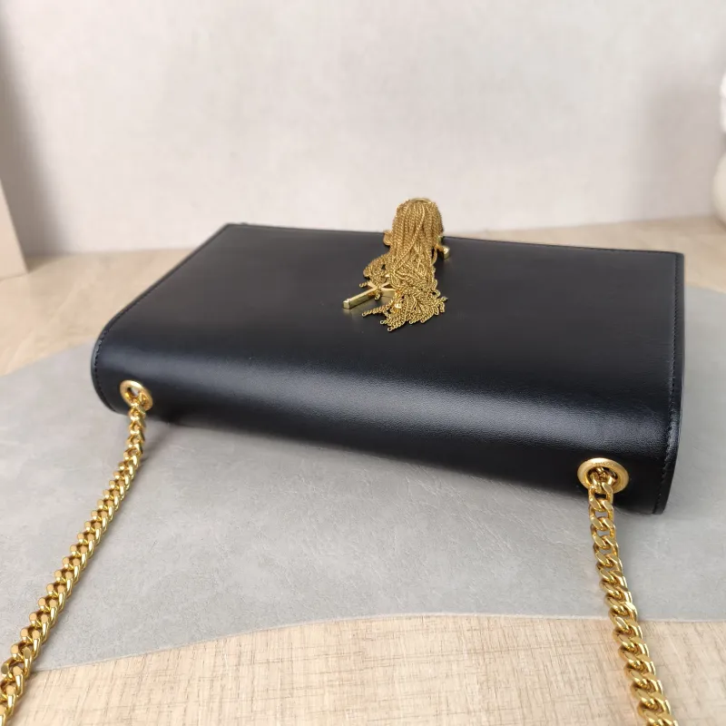 SAINT LAURENT Crossbody Bag KATE Edition Black Calfskin Medium 24 × 5.5 × 14.5 cm — detail view 9 of 13