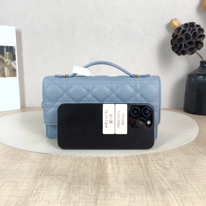DIOR Shoulder Bag My Chain Bag Blue Lambskin 21 × 4 × 11.5 cm — cover view 3 of 6