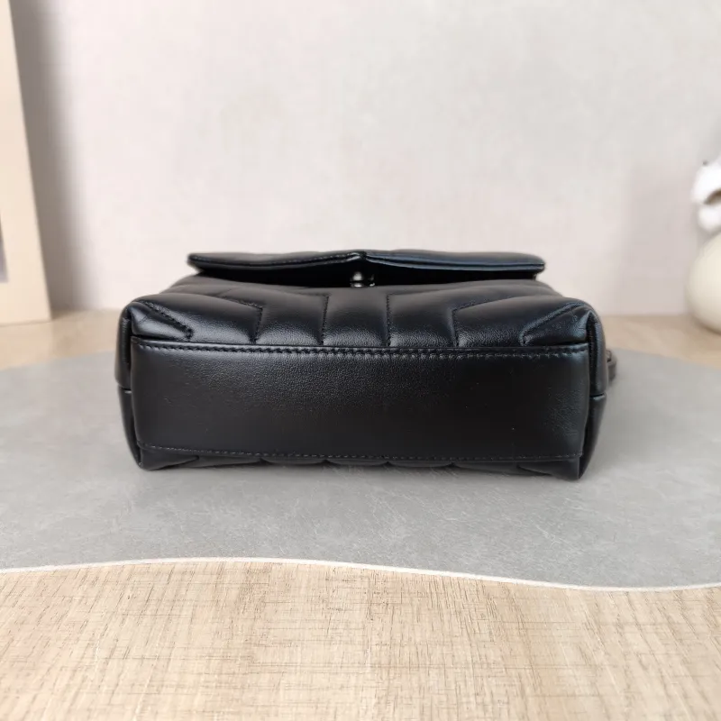 SAINT LAURENT Crossbody Bag LOULOU Black Calfskin Mini 20 × 7.5 × 14 cm — cover view 5 of 6
