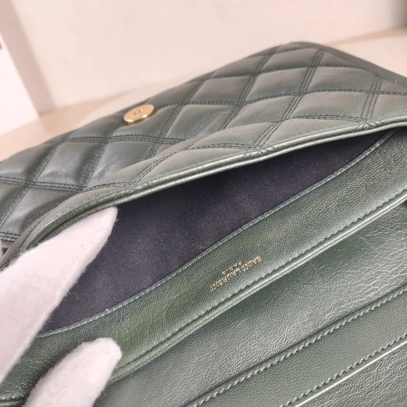 SAINT LAURENT Shoulder Bag Becky Crossbody Bag Green Lambskin 25 × 7 × 17.5 cm — detail view 9 of 11
