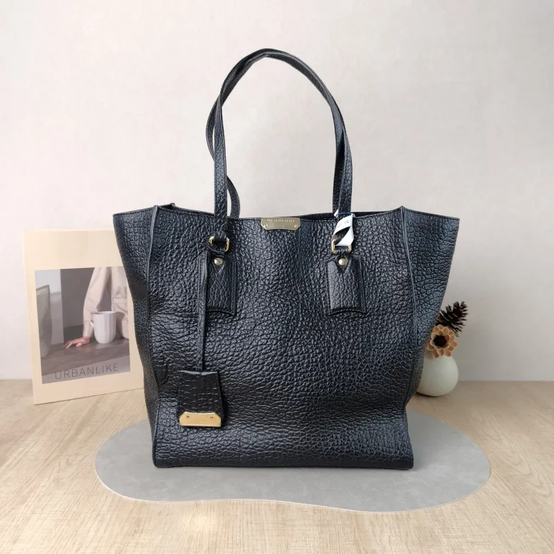 BURBERRY Top Handle Bag Tote Bag Black Calfskin 30 × 17 × 33 cm
