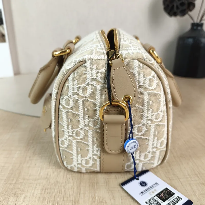 DIOR Shoulder Bag Groove 20 Top Handle Bag Beige Canvas Small 20.5 × 12 × 13.5 cm — detail view 1 of 11
