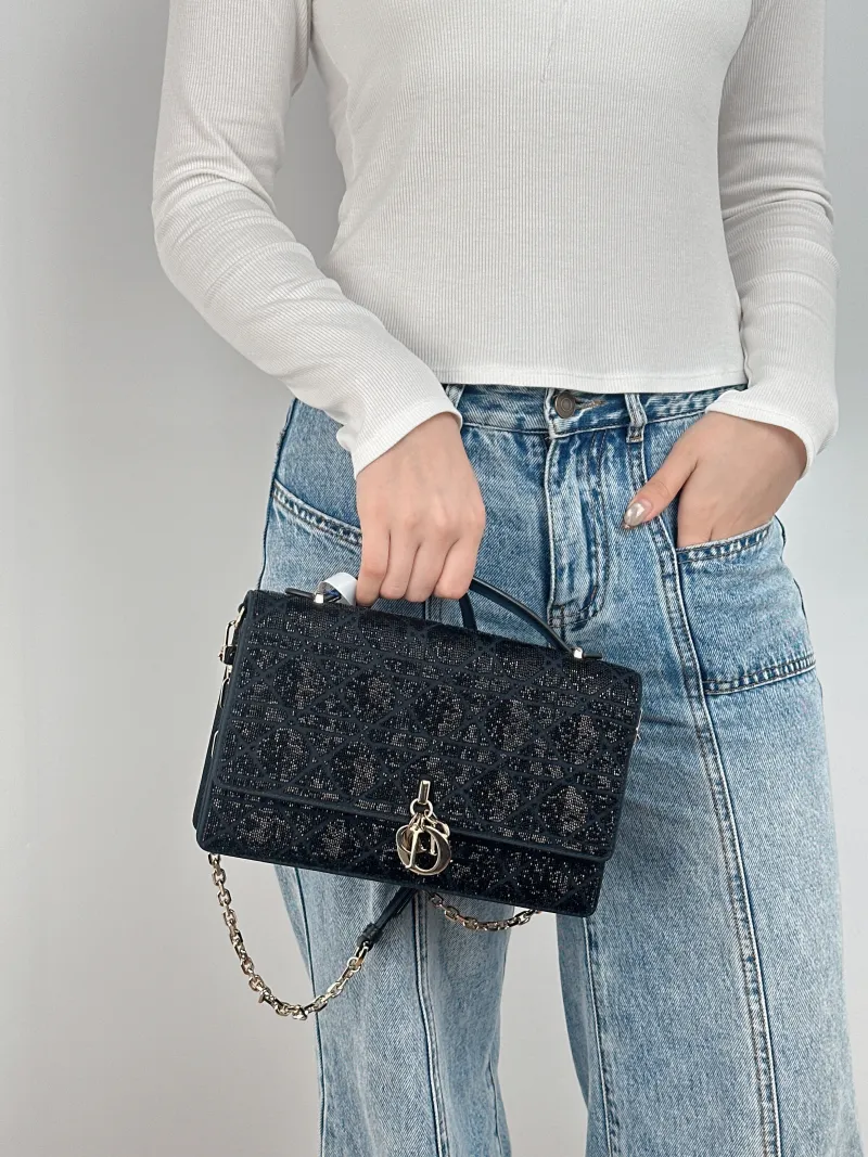 DIOR Shoulder Bag My Chain Bag Black 24 × 6.5 × 15 cm — on-model view 1 of 3