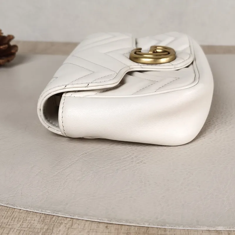 GUCCI Crossbody Bag GG Marmont Mini Marmont Mini White Calfskin Mini 16.5 × 4.5 × 9.5 cm — detail view 8 of 11