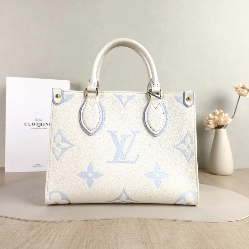 Louis Vuitton Shoulder Bag Onthego White · Blue Monogram Empreinte Embossed Calfskin Small 25 × 11.5 × 19 cm — cover view 5 of 5