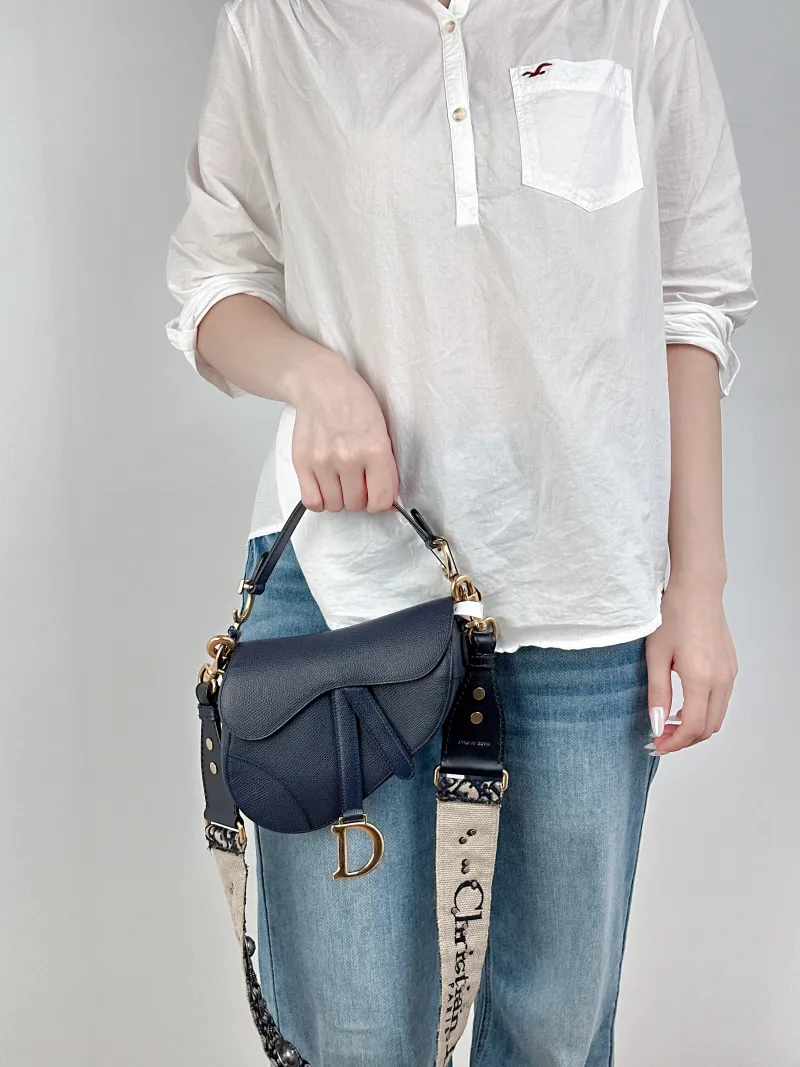 DIOR Top Handle Bag Saddle Blue Calfskinmini19 × 6 × 15 cm — on-model view 2 of 2