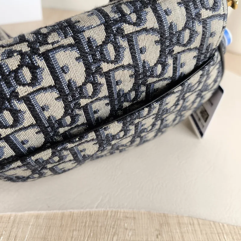DIOR Top Handle Bag Saddle Blue Canvas Mini 19 × 6 × 15 cm — detail view 6 of 9