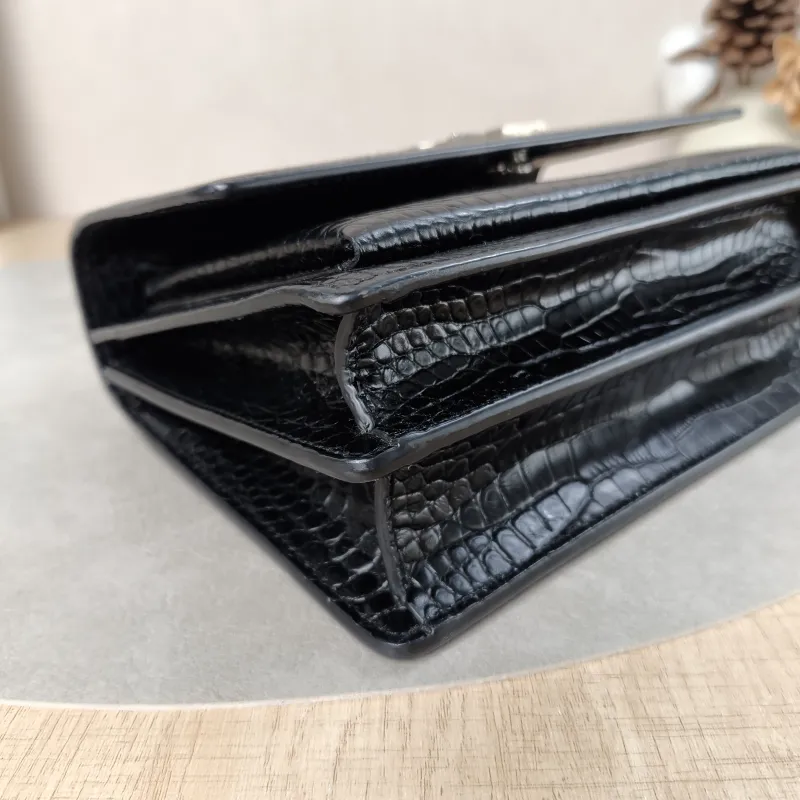 SAINT LAURENT Crossbody Bag SUNSET Black CC alfskin Medium22 × 6.5 × 16 cm Leather Tag — detail view 16 of 16