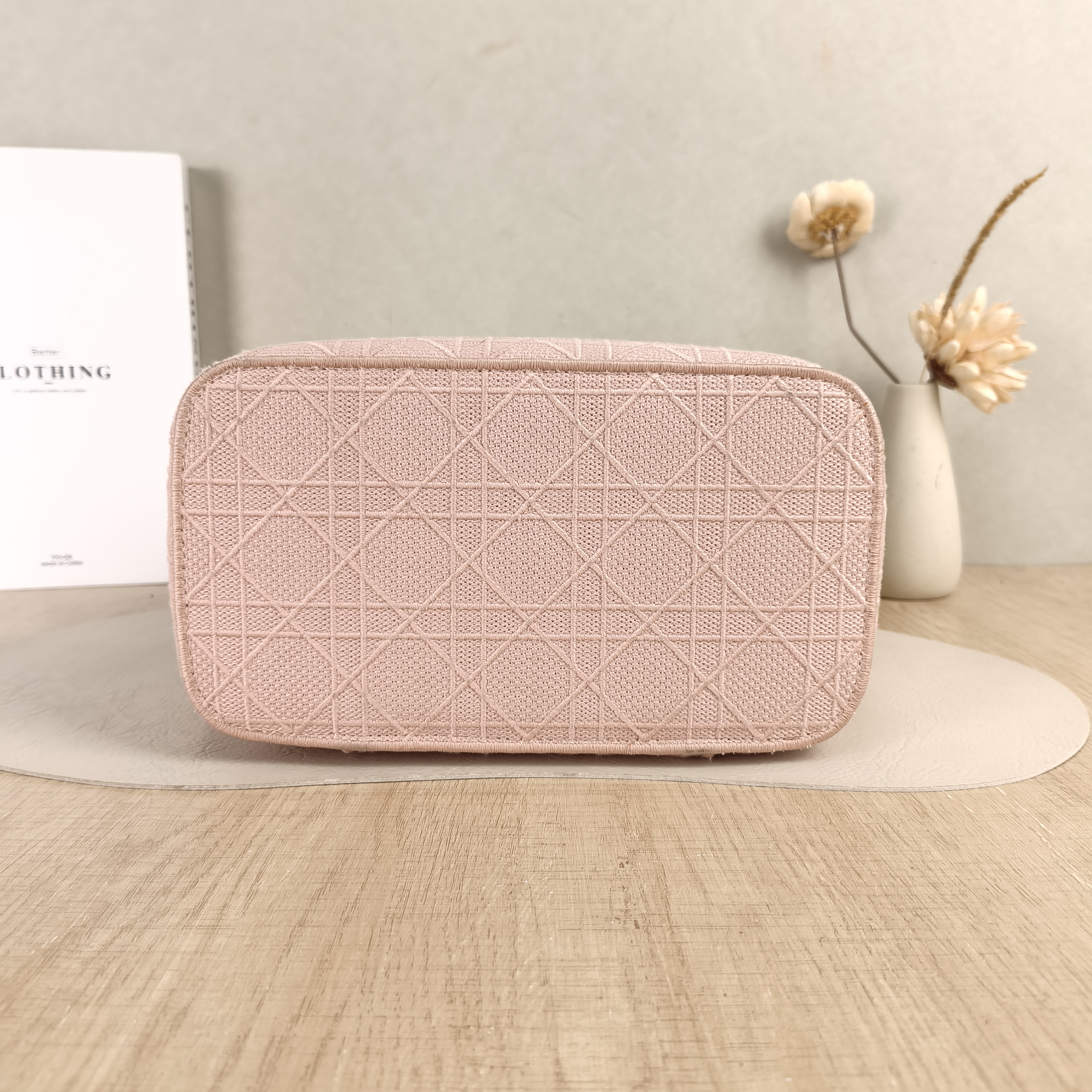 DIOR Top Handle Bag Travel Vanity Cosmetic Bag Pink Canvas Medium24.5 × 13.5 × 17 cm — cover view 5 of 5