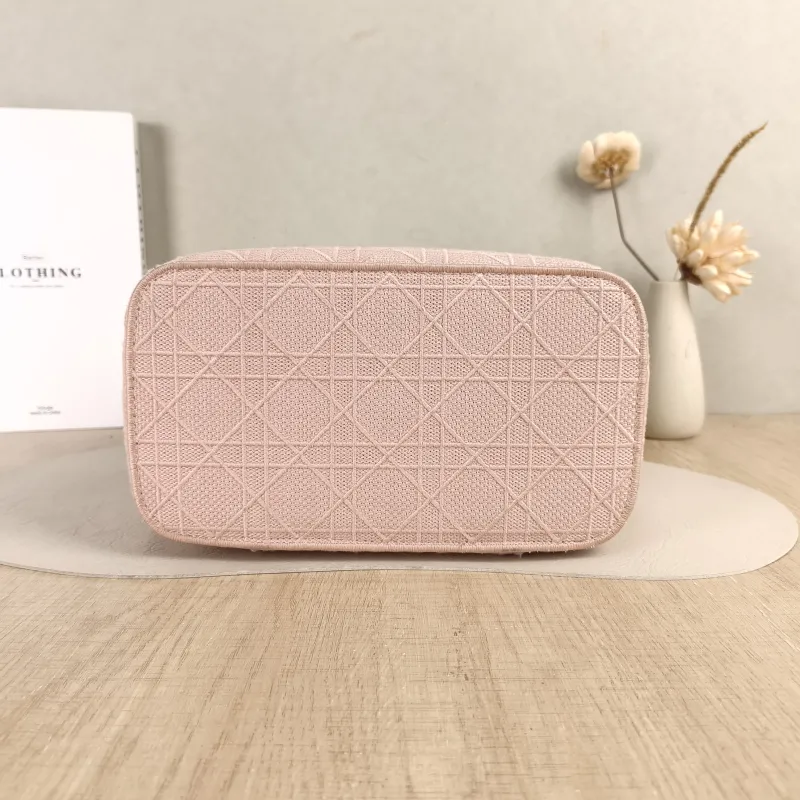 DIOR Top Handle Bag Travel Vanity Cosmetic Bag Pink Canvas Medium24.5 × 13.5 × 17 cm — cover view 5 of 5