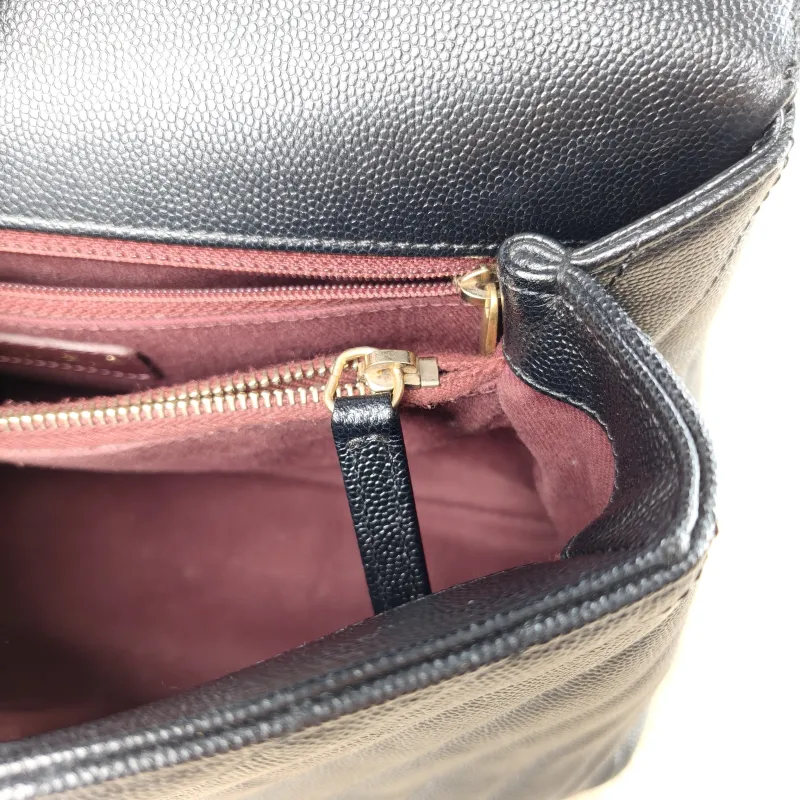 Chanel Top Handle Bag Coco Handle​ Black with Gold-Tone Hardware V Grained Calfskin Medium 29 × 12 × 18 cm 26 — detail view 13 of 15