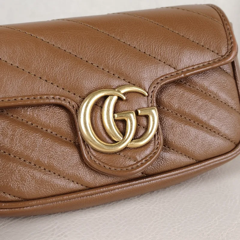 GUCCI Crossbody Bag GG Marmont Mini Marmont Mini Caramel Calfskin Mini 16.5 × 4.5 × 9.5 cm — detail view 5 of 12