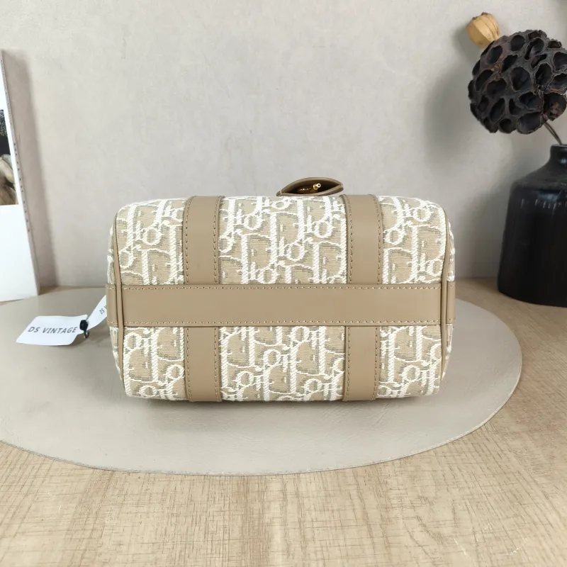 DIOR Shoulder Bag Groove 20 Top Handle Bag Beige Canvas Small 20.5 × 12 × 13.5 cm — cover view 6 of 6