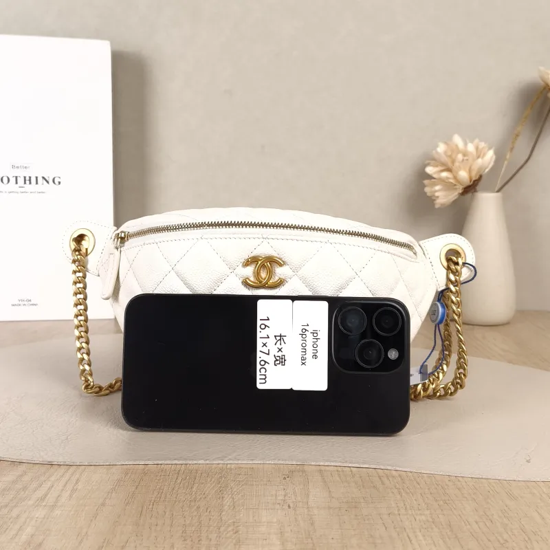 Chanel Belt Bag Belt Bag White Grained Calfskin One Size23 × 6 × 12 cm — cover view 2 of 5