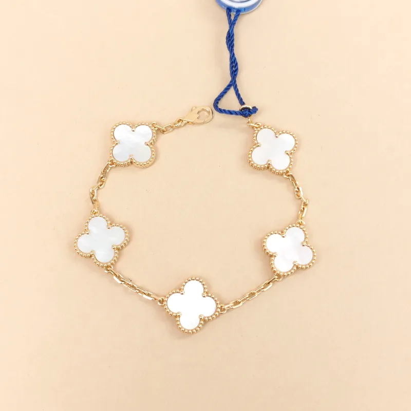 Van Cleef & Arpels Bracelet Alhambra Alhambra Collection Five-Motif Bracelet Pearl · White Mother-of-Pearl18KY ellow Gold Vintage Small15㎜ 17㎝