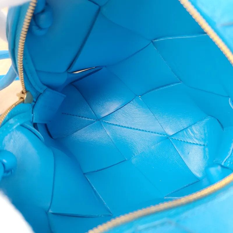 Bottega Veneta Crossbody Bag Cassette Woven Camera Bag Blue Lambskin Mini 14.5 × 7 × 14.5 cm — detail view 9 of 12