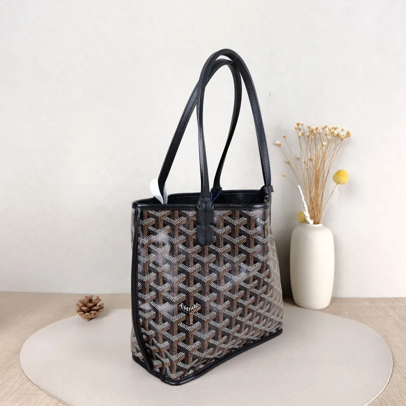 GOYARD Top Handle Bag ANJOU Shopping Tote Black ine Canvas Mini 19.5 × 9 × 19.5 cm — cover view 3 of 5