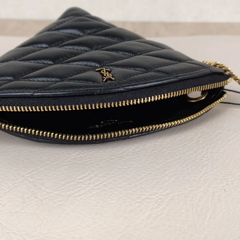 SAINT LAURENT Crossbody Bag Wallet Black Lambskin One Size 16 × 5 × 11.5 cm — detail view 4 of 6