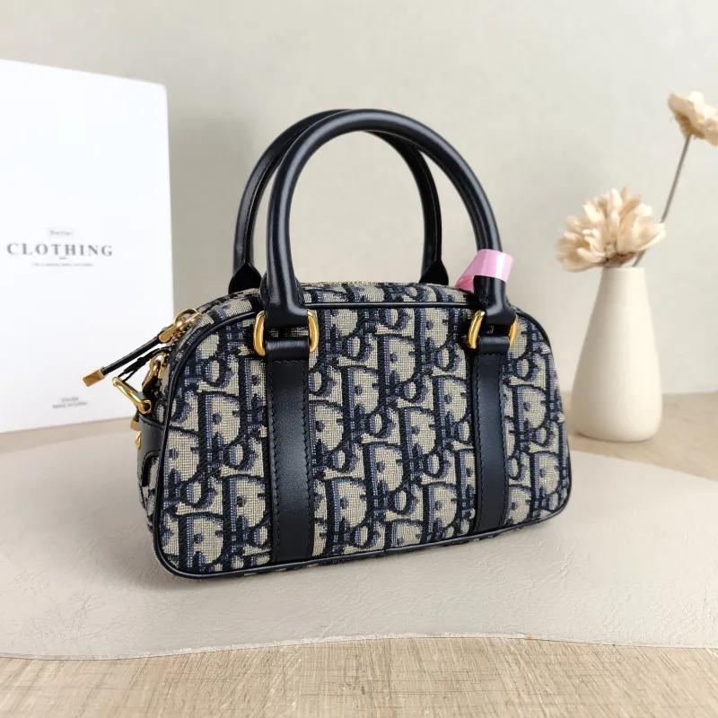 DIOR Crossbody Bag D-Vibe East-West Bowling Bag Blue Canvas Mini 20.5 × 7 × 12 cm — cover view 5 of 5