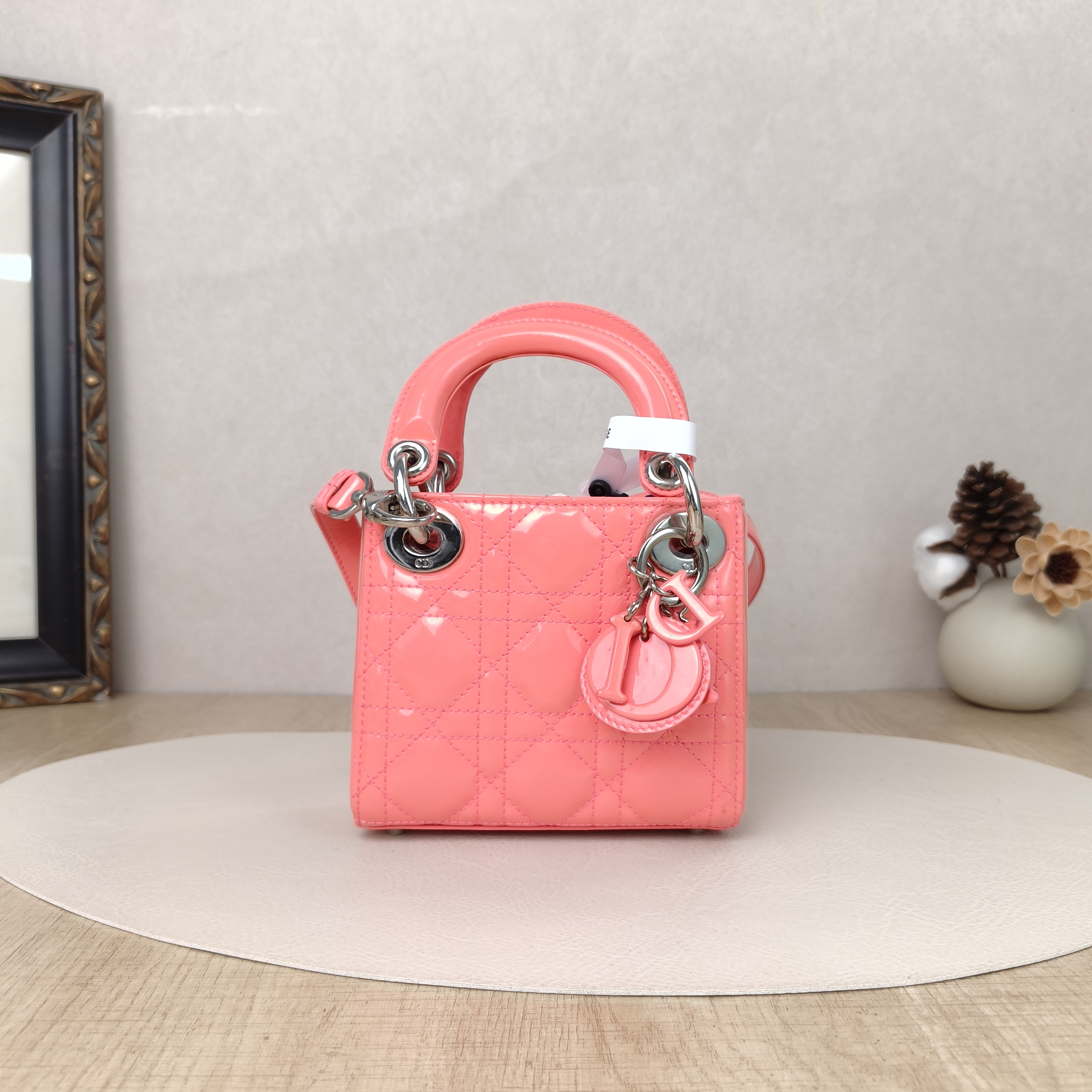 DIOR Crossbody Bag Lady Lady Dior Bag Patent Leather Mini12 × 5 × 10 cm