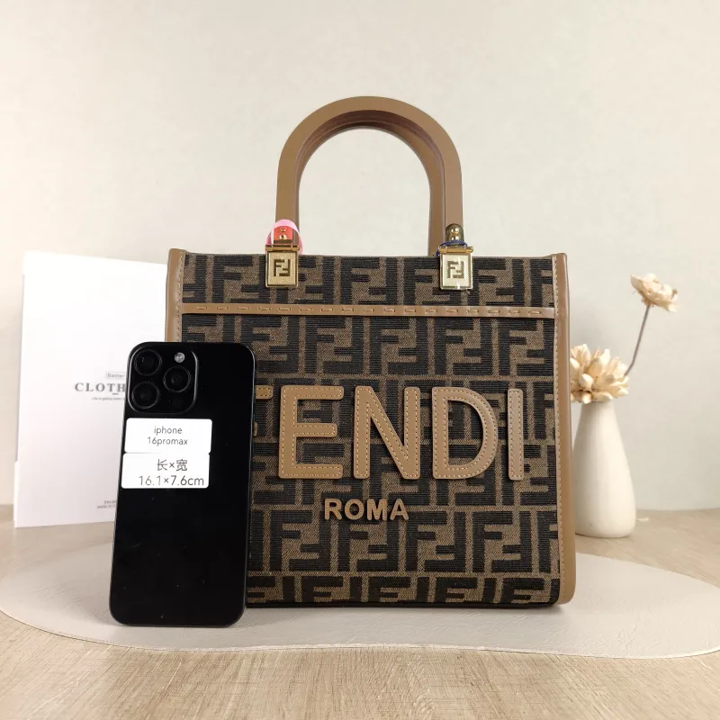 FENDI Crossbody Bag Sunshine Shopping Tote Monogram Canvas Small 25.5 × 12 × 22.5 cm — cover view 5 of 5