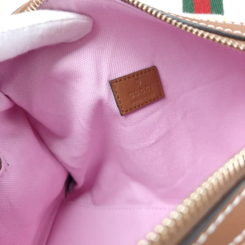 GUCCI Top Handle Bag Ophidia Pink Canvas One Size 20 × 12 × 13 cm — detail view 11 of 12