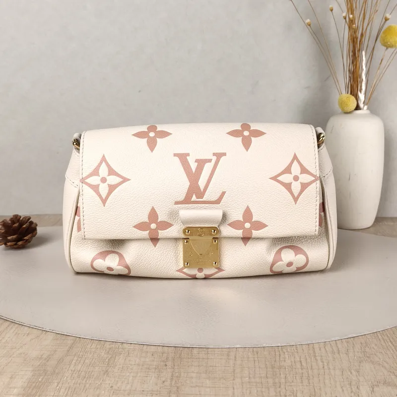 Louis Vuitton Crossbody Bag Favorite White · Pink Empreinte Embossed Calfskin Monogram Medium24 × 9 × 14 cm