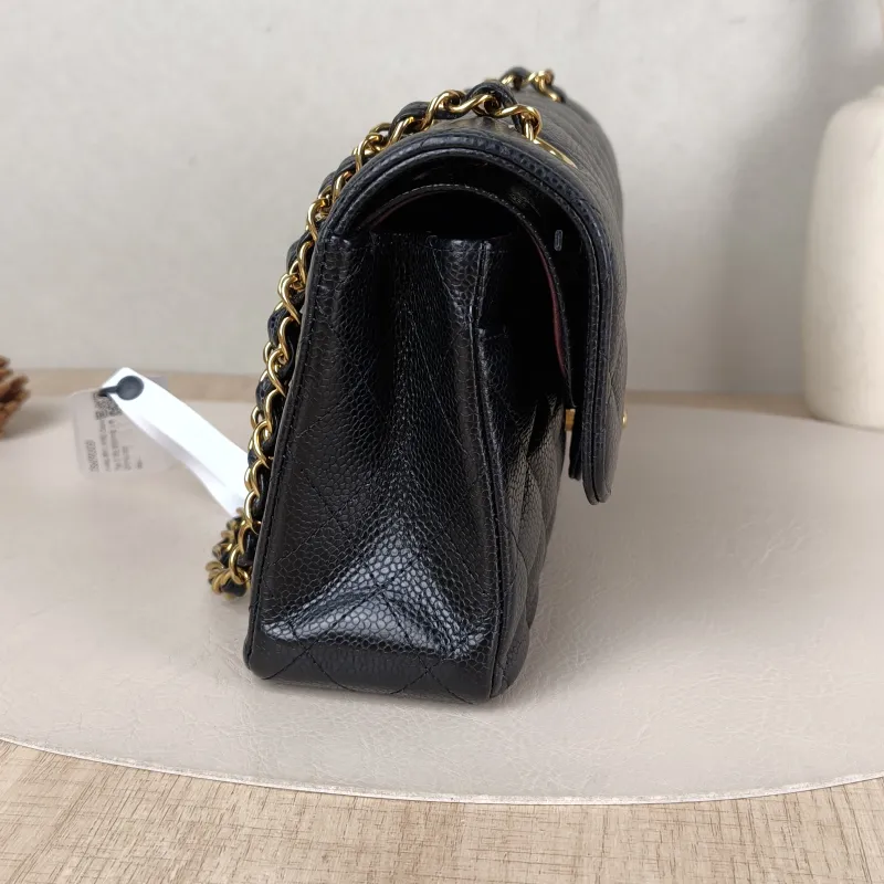 Chanel Crossbody Bag Classic Flap CF Black Grained Calfskin Small 23 × 6 × 14.5 cm — detail view 10 of 13