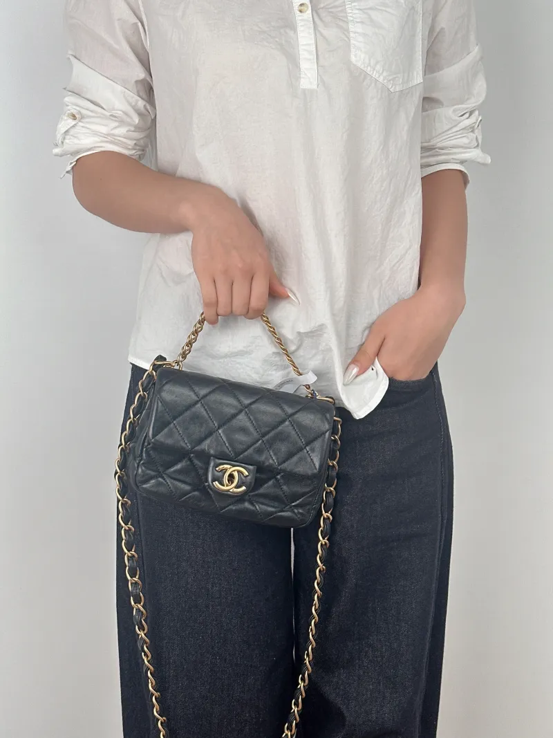 Chanel Crossbody Bag mini Black Lambskin One Size20 × 6 × 12 cm — on-model view 2 of 3