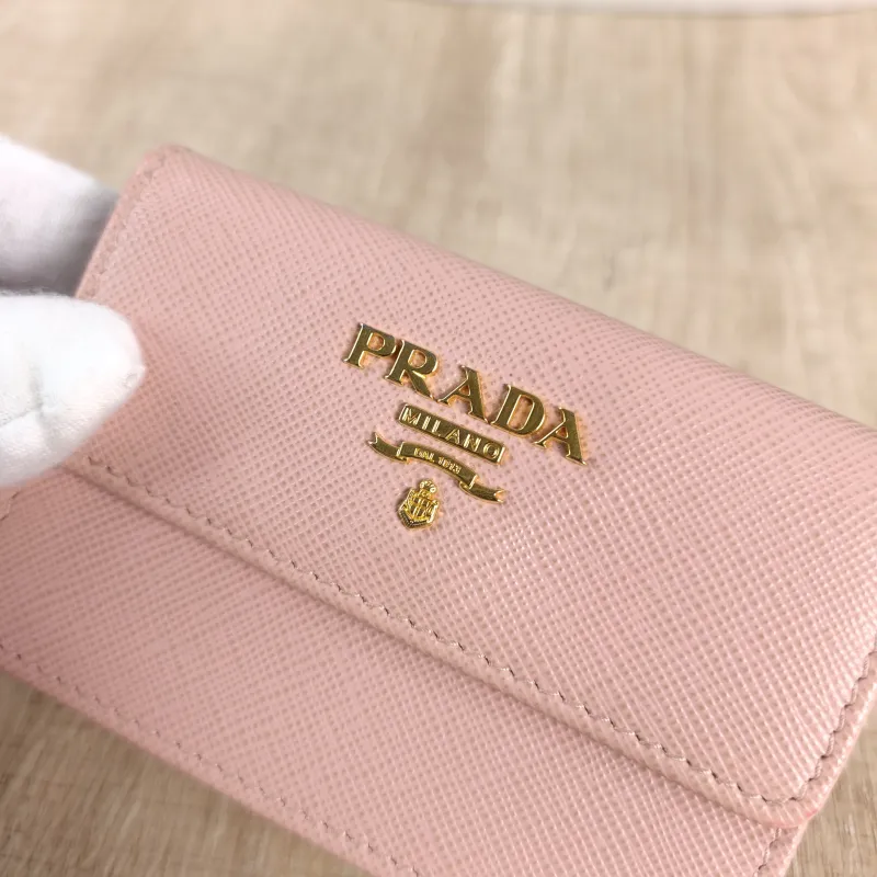 PRADA Wallet Cardholder Pink Calfskin 9.8 × 1.5 × 6.5 cm — detail view 2 of 8
