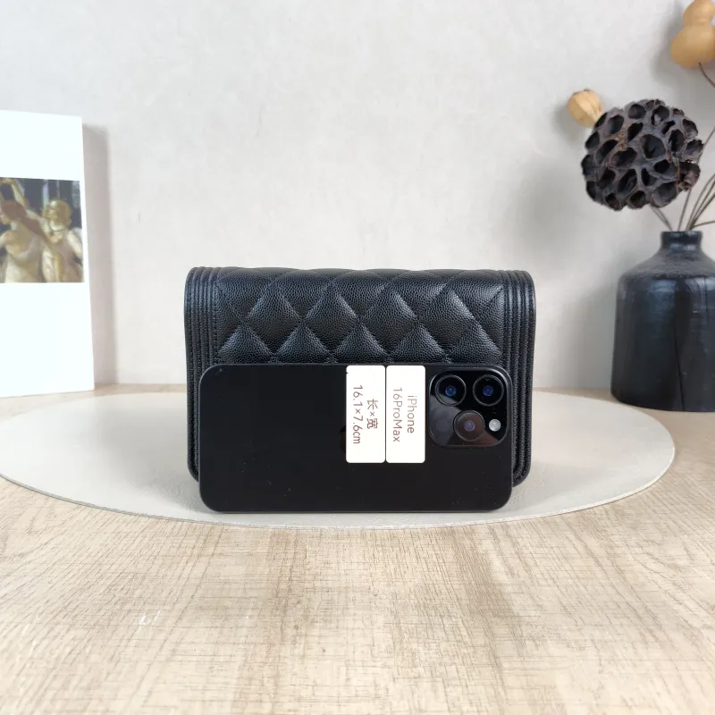 Chanel Crossbody Bag Le Boy​ WOC Black Grained Calfskinmini19.2 × 3.5 × 12.3 cm — cover view 5 of 6