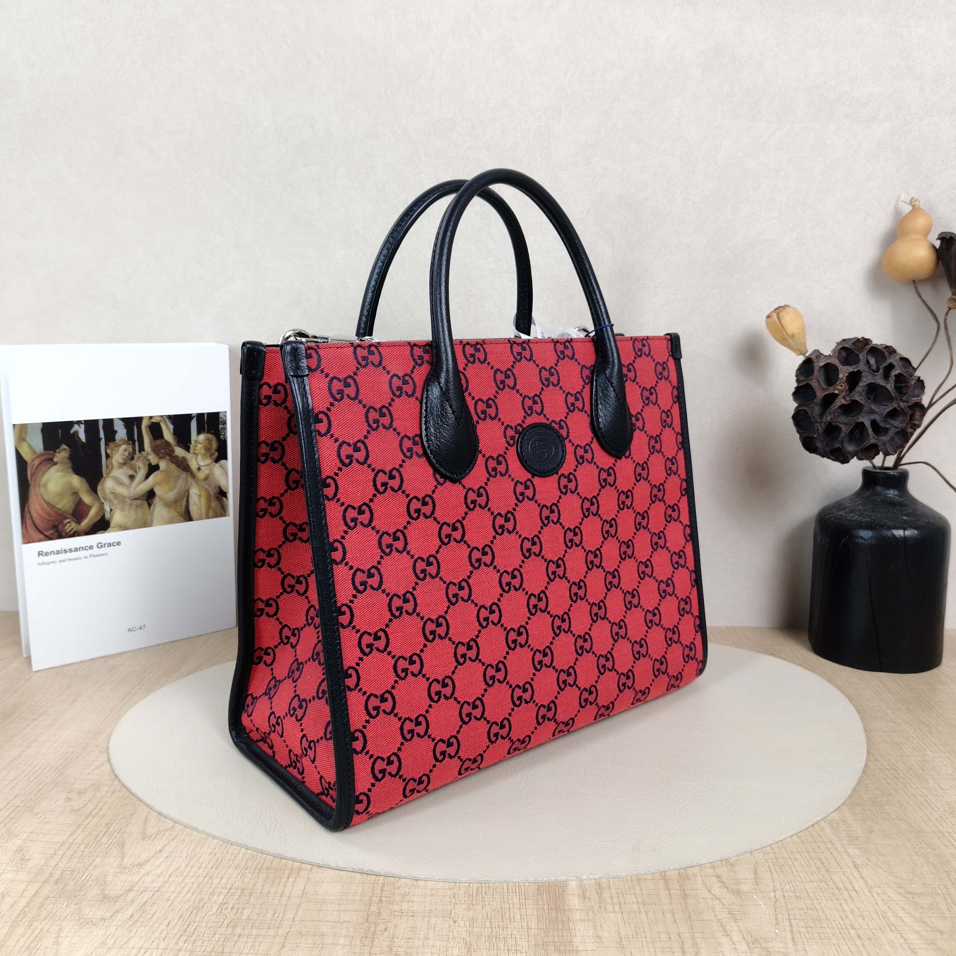 GUCCI Shoulder Bag Tote Bag Navy Red Canvas Small31 × 14 × 26.5 cm — cover view 2 of 6
