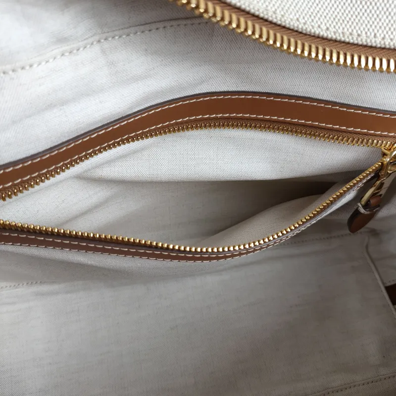 Miumiu Top Handle Bag Beau Brown Canvas · Calfskin Large34 × 10 × 20 cm — detail view 5 of 13
