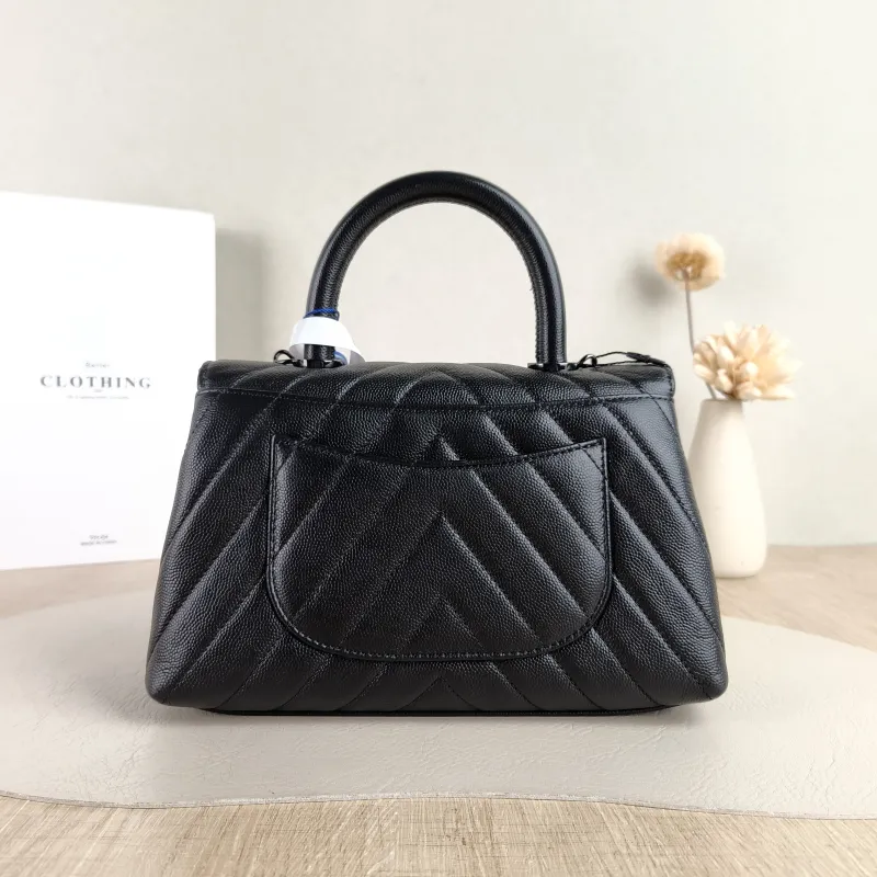 Chanel Top Handle Bag Coco Handle​ v Black Grained Calfskin Small 24 × 10 × 14 cm — cover view 5 of 5